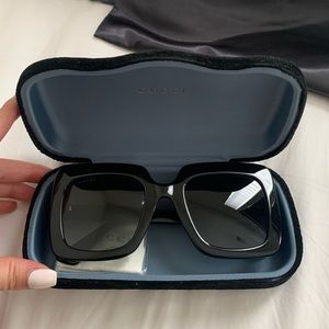 Gucci Oversized Rectangular Black Sunglasses